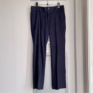 ANTHROPOLOGIE ELEVENSES Navy Blue Linen Wide Leg Trouser